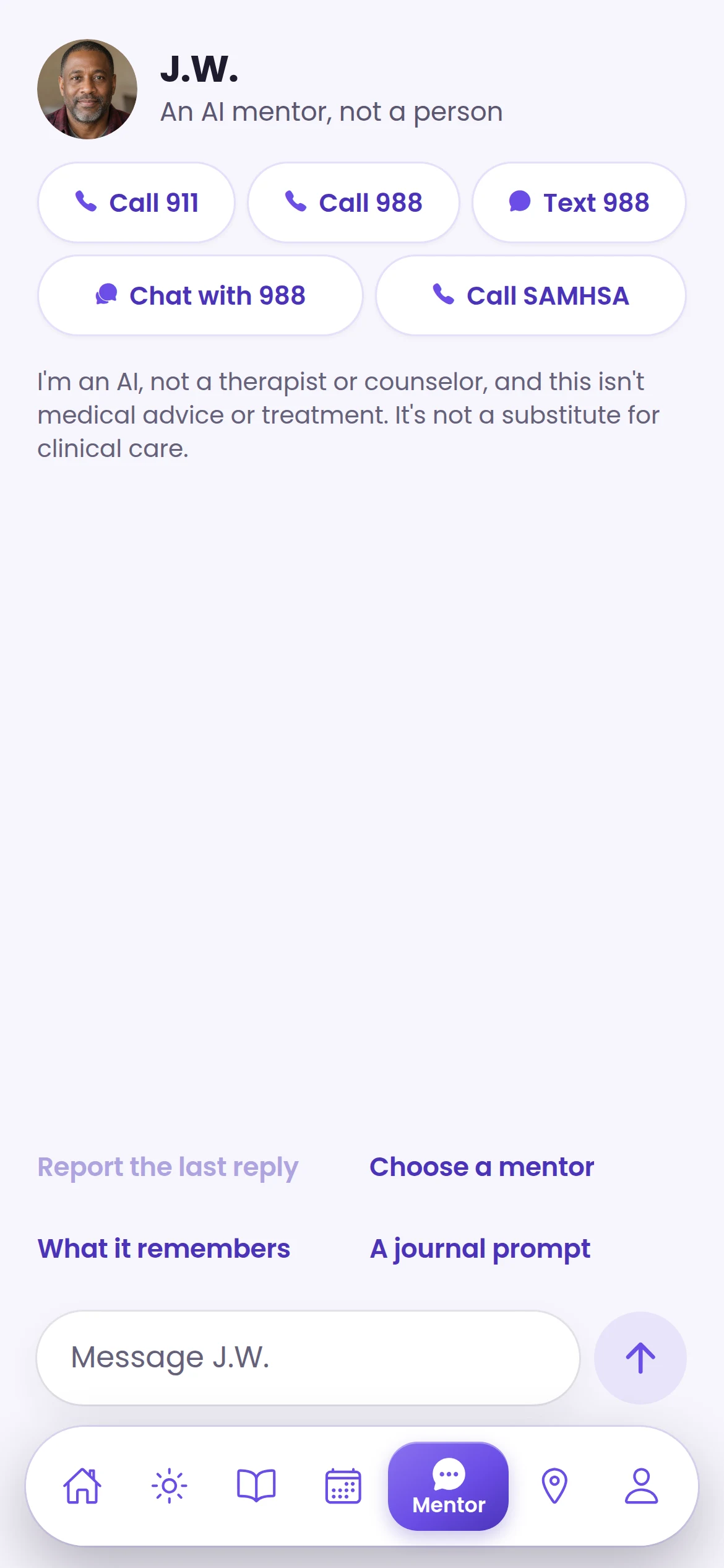 Mentor tab in the app