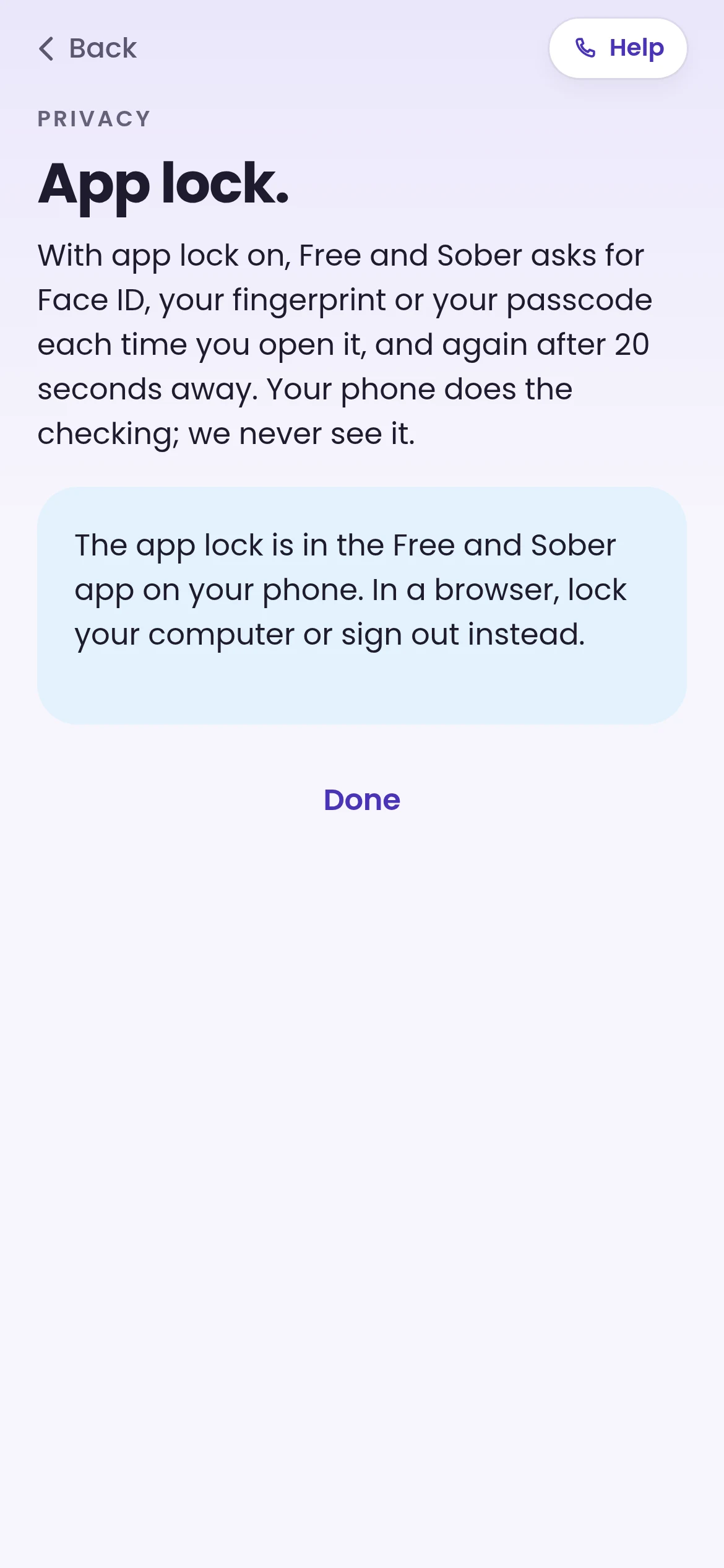 App lock setting