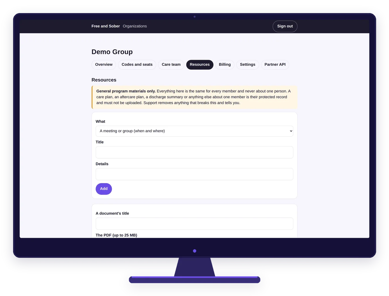 Staff portal resources page on a desktop screen: phone line, documents and links