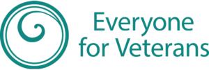 Logo with a circular design on the left and the words 'Everyone for Veterans' in teal color on the right.