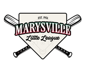 Logo featuring a baseball home plate with crossed bats behind it and the text 'EST. 1951 MARYSVILLE Little League'.