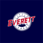 Logo of the Little League Everett with stylized red text over a baseball graphic on a dark blue background.
