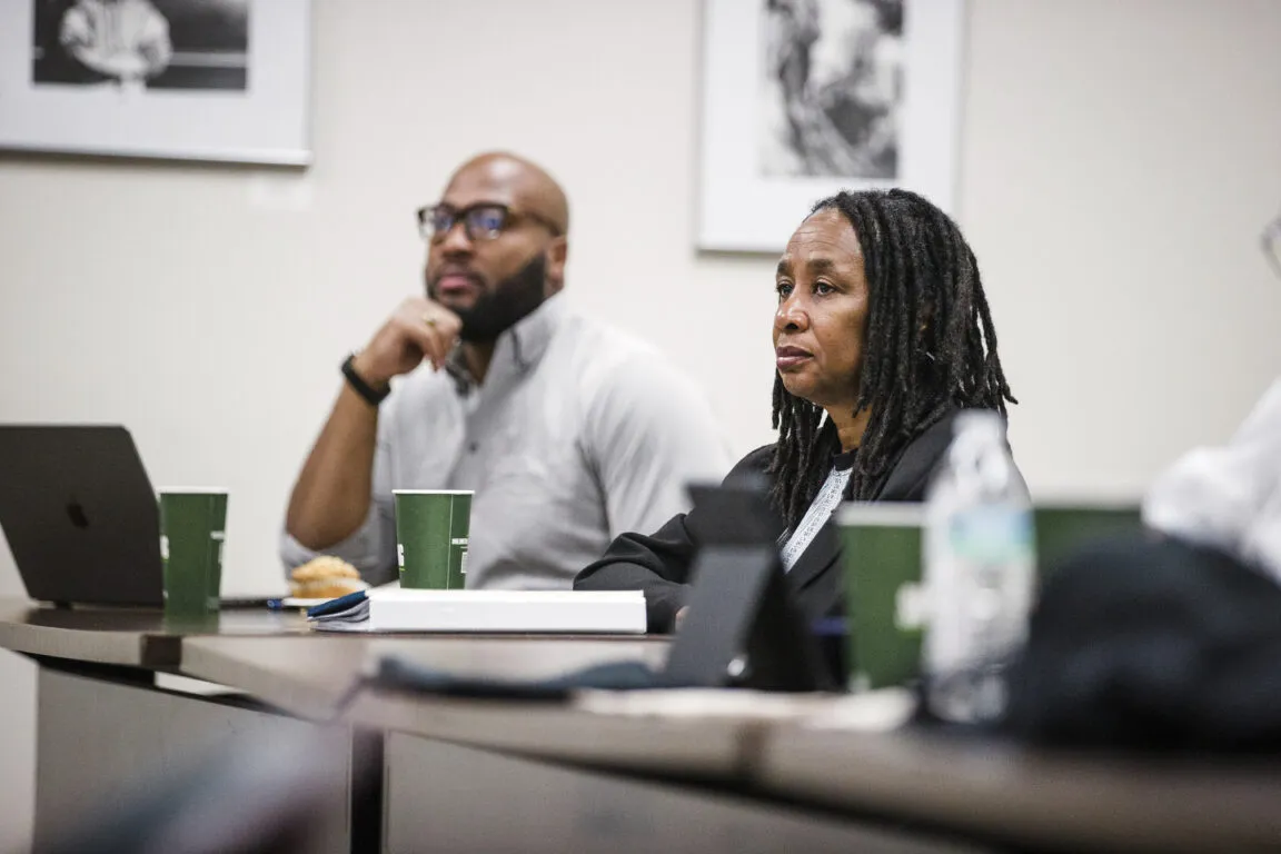 KHGMP Advisory Committee in person training. Kirkpatrick Heights Greenwood Master Plan. Shella Bowlin, Dr. Lana Turner Addison, Eugene Harris, Daquet Wilson, Dr. Kiana Smith, Brentom Todd, Joshua Roby, William Tisdale, Scott Moore Medina Photo by Shane Bevel