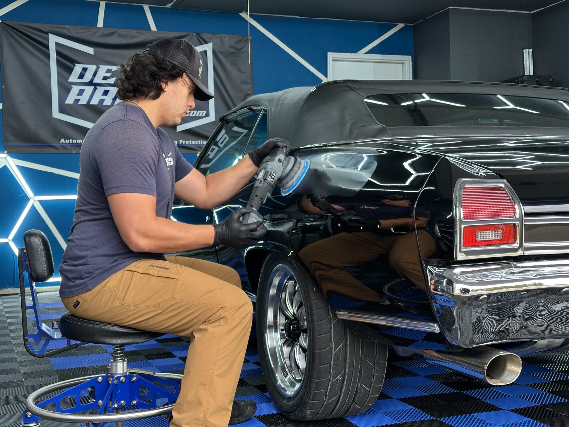 Gavin Gomes, owner of Detail Armor, in his Springfield auto detailing studio