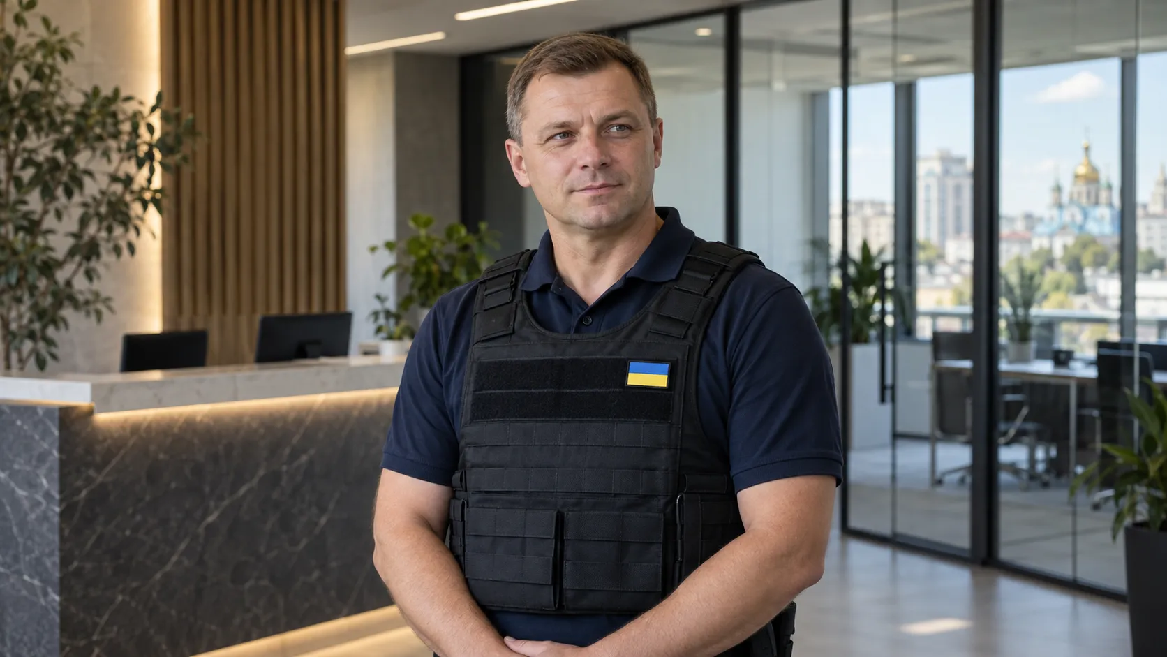 Охоронець Орлан у бронежилеті