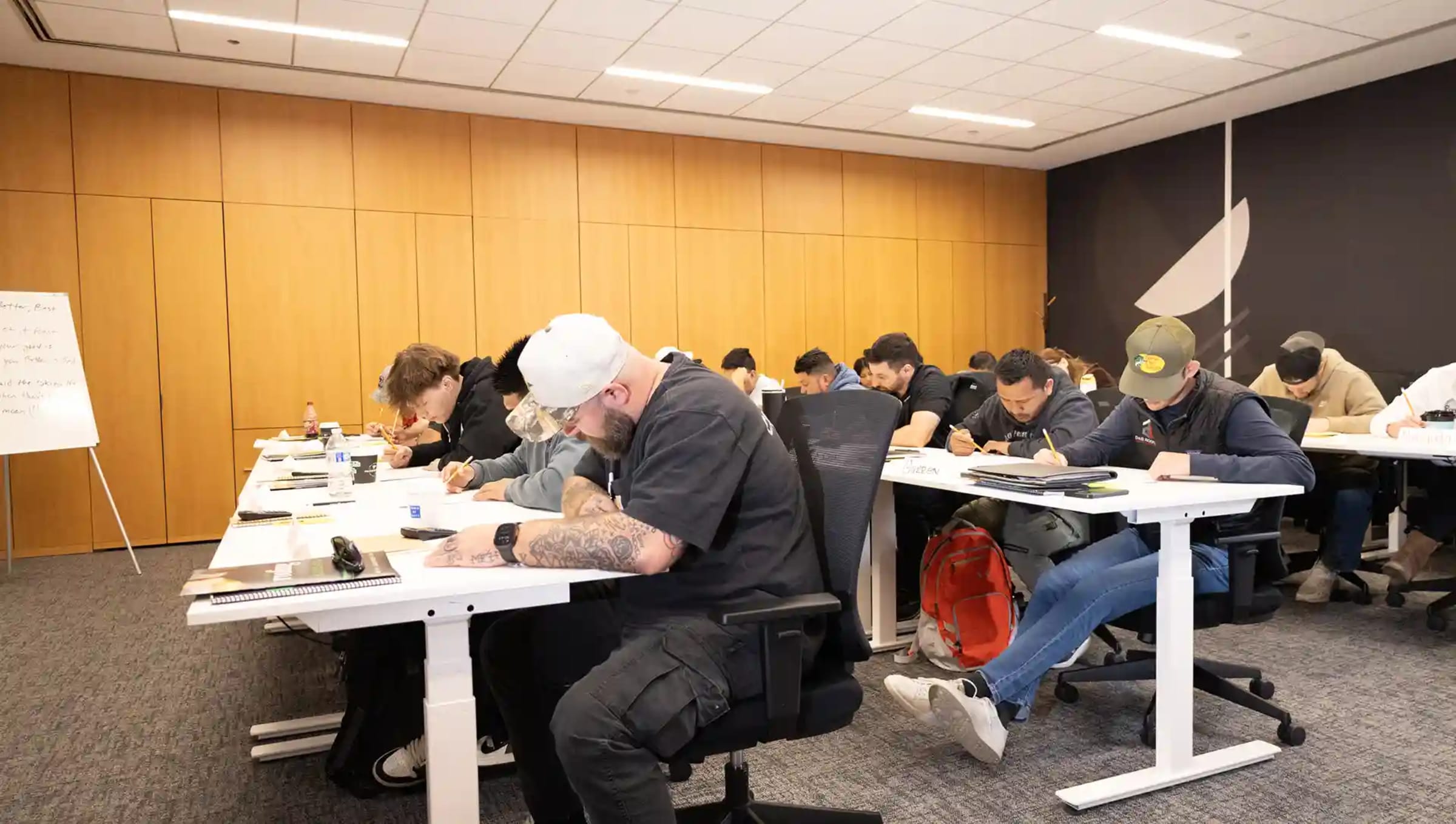 Students in an Illinois Roofing Institute classroom
