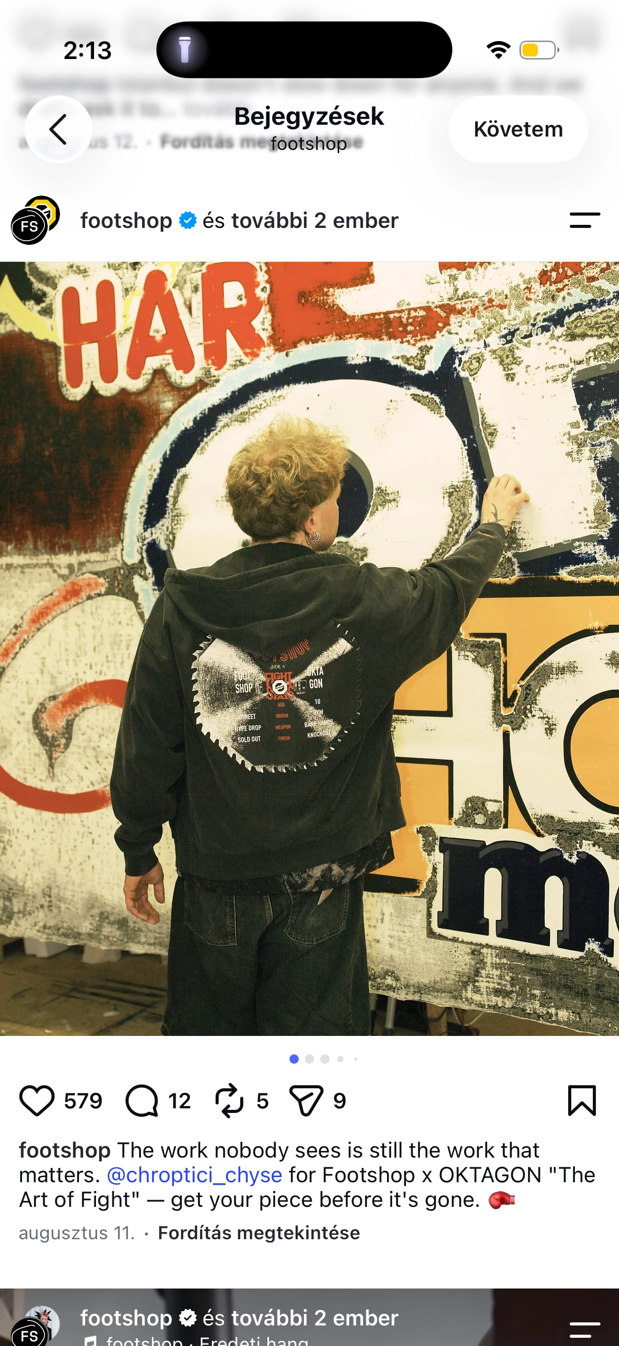 Instagram post: a person in a bomber jacket in front of a graffiti wall