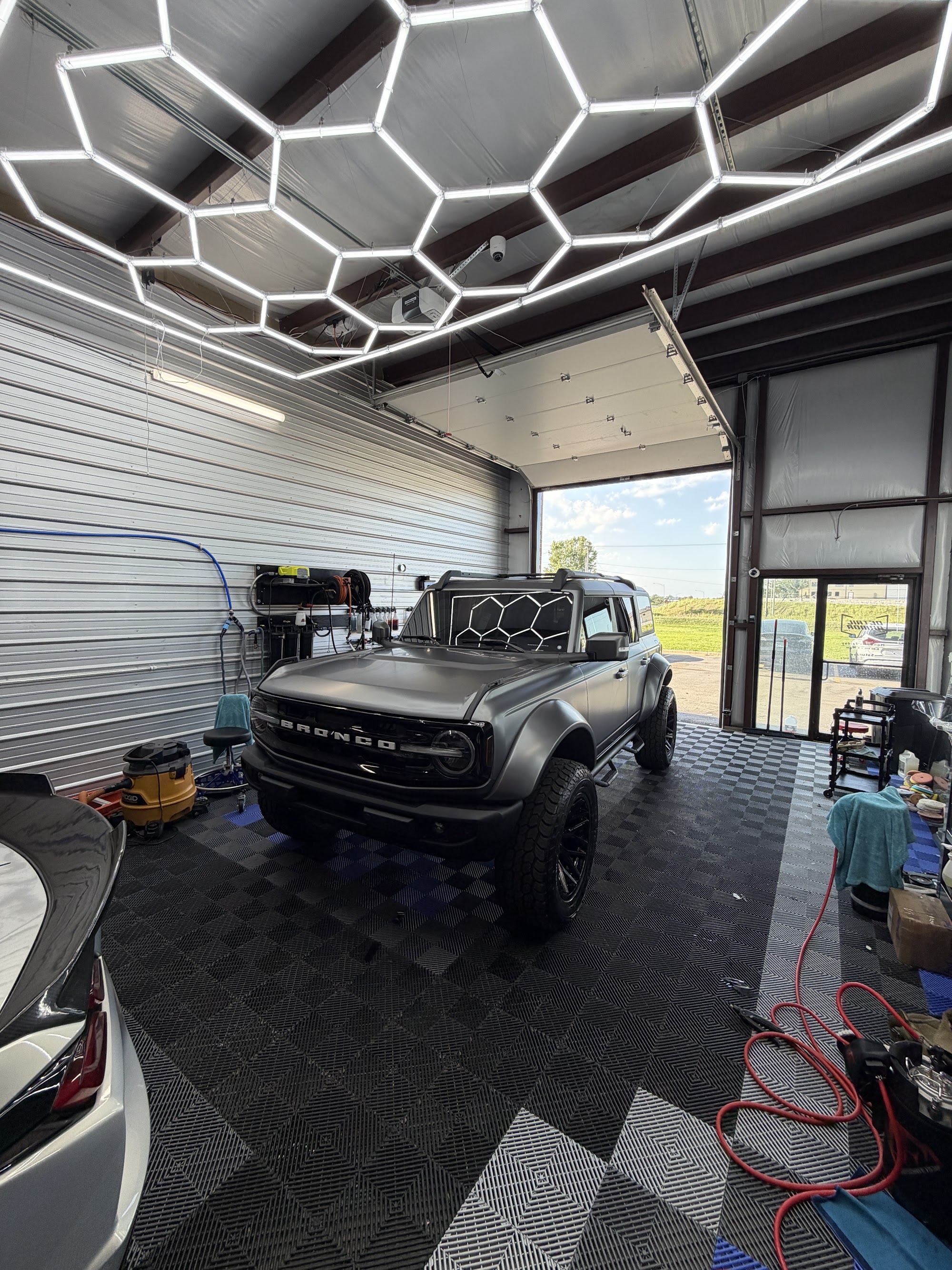 Ford Bronco with a matte PPF conversion, window tint and ceramic coating in the Detail Armor studio
