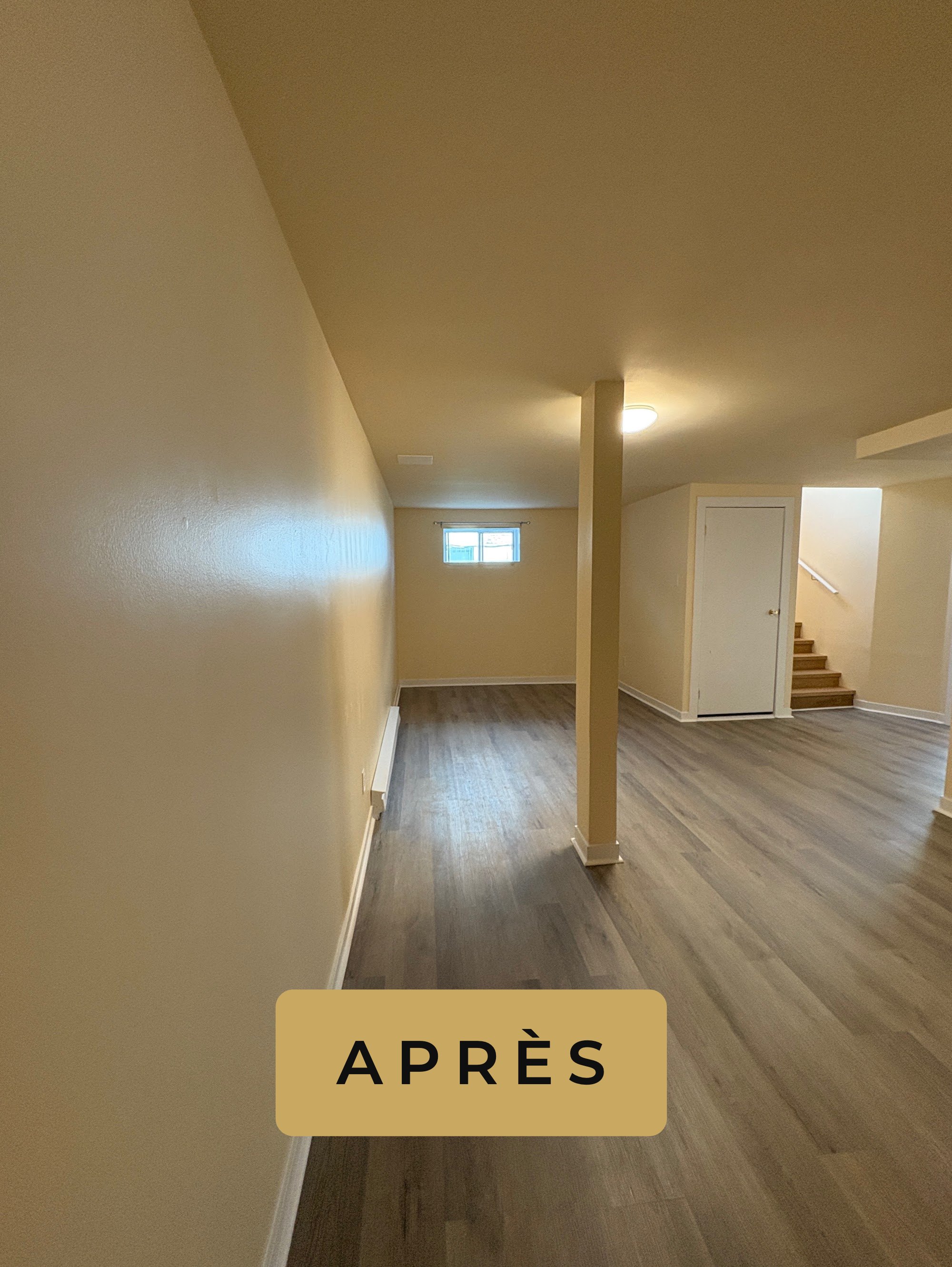 Après : couloir avec plancher neuf