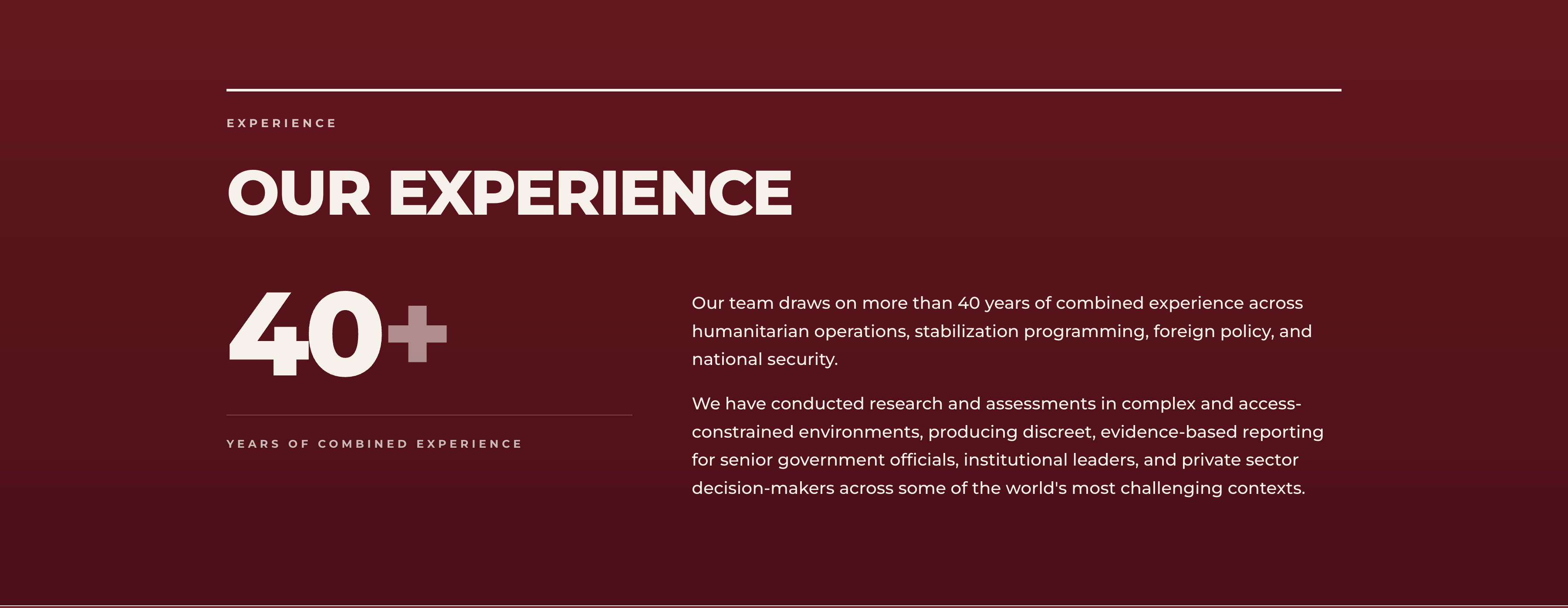 The Qadris Group website — experience section stating 40+ years of combined experience