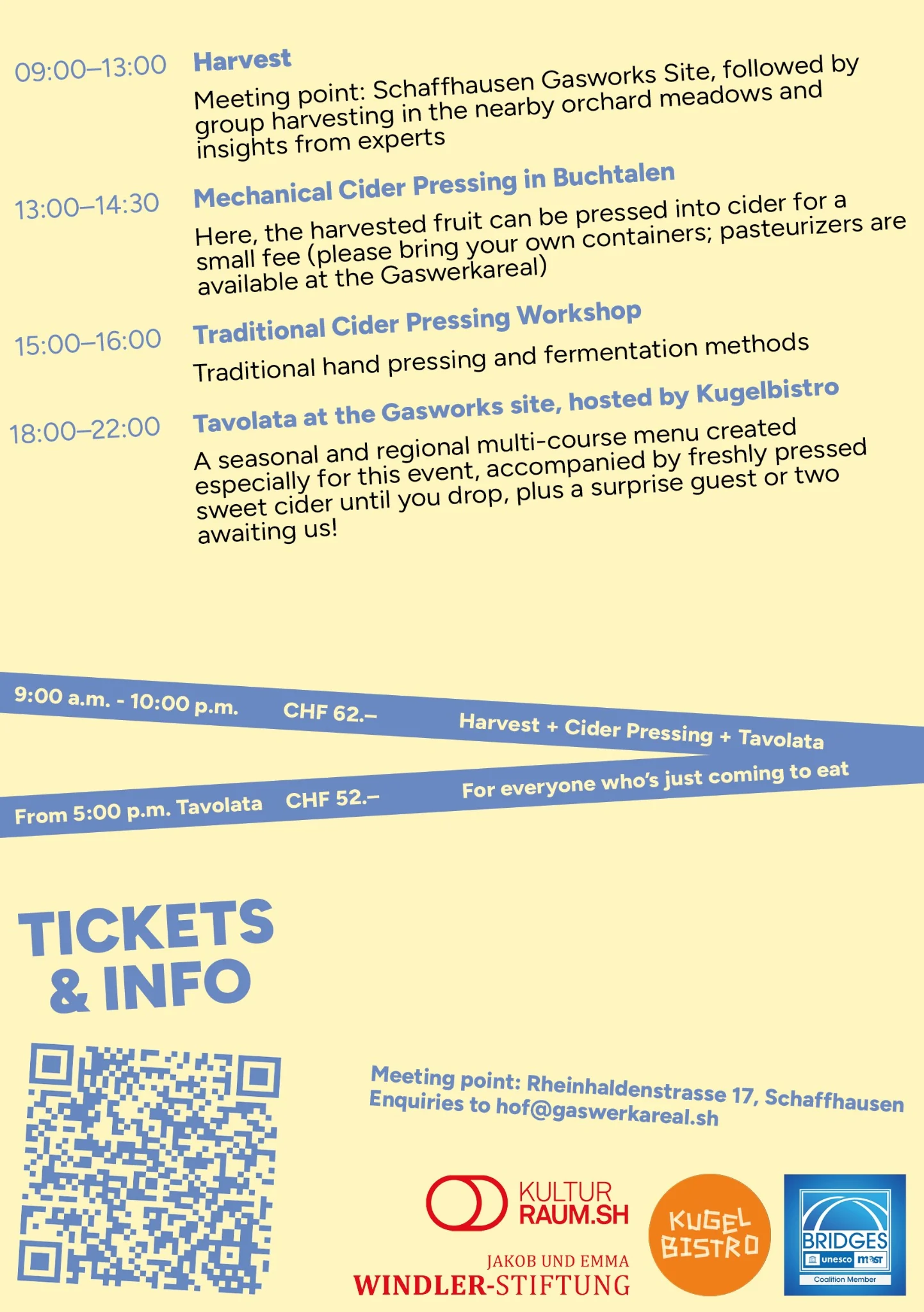 Gaswerkareal event flyer, reverse with event information