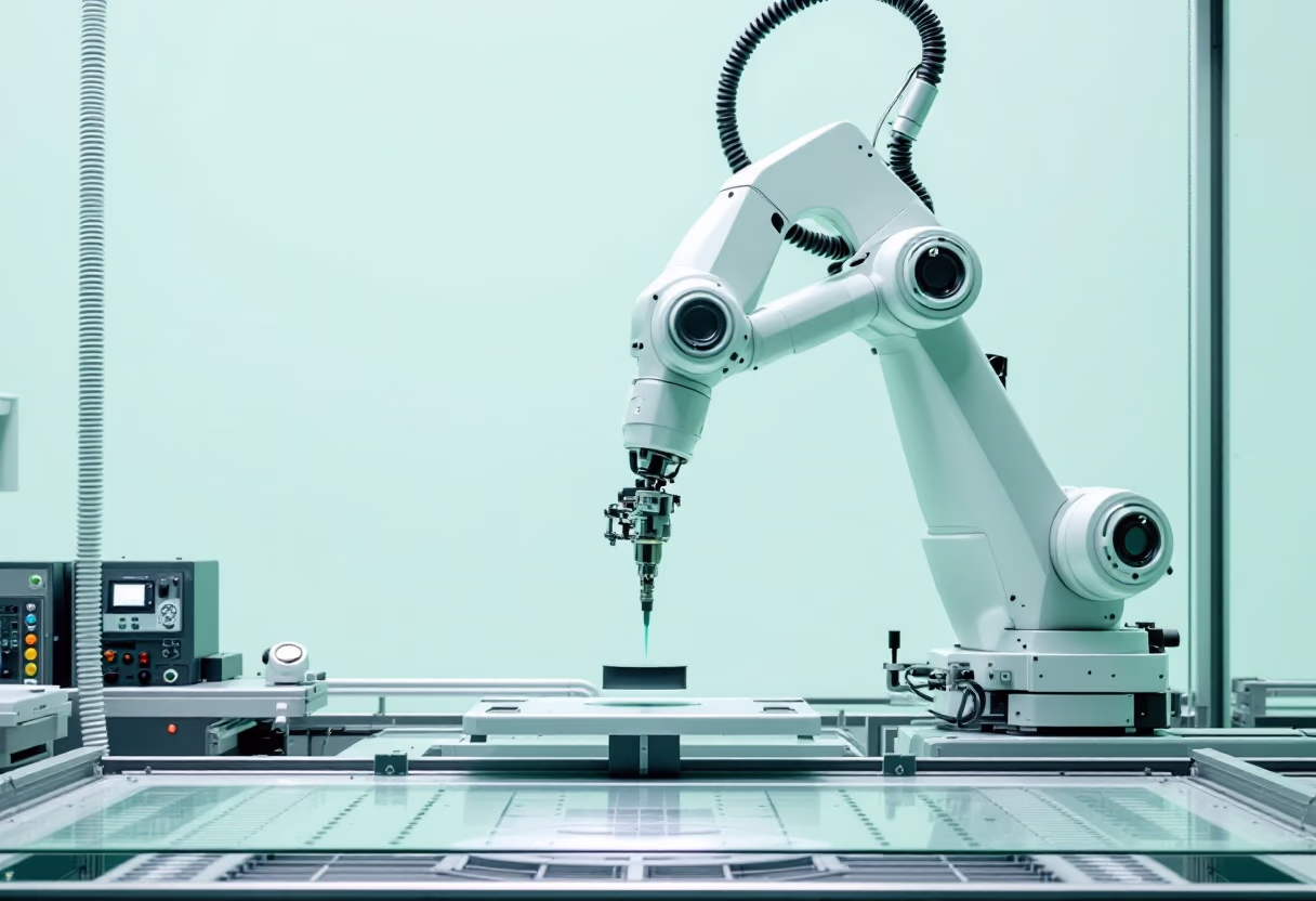 Illustration eines Roboterarms als Beispiel für industrielle Automatisierung