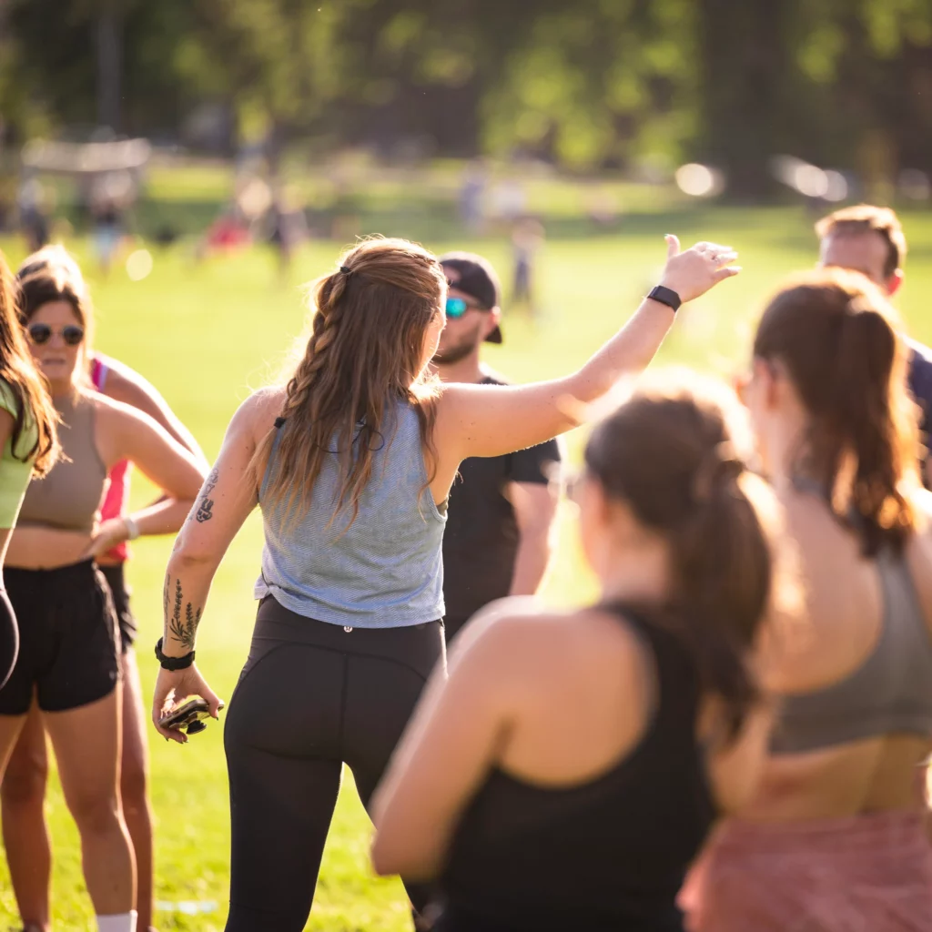 Team workout during a corporate wellness session