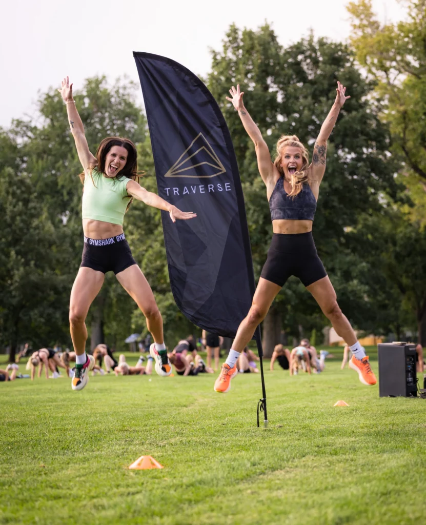 Coach leading a corporate wellness class in Chicago