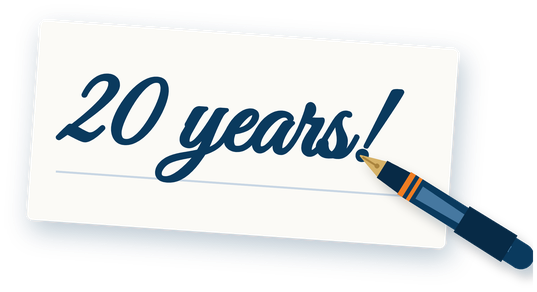 20 years! handwritten with a fountain pen