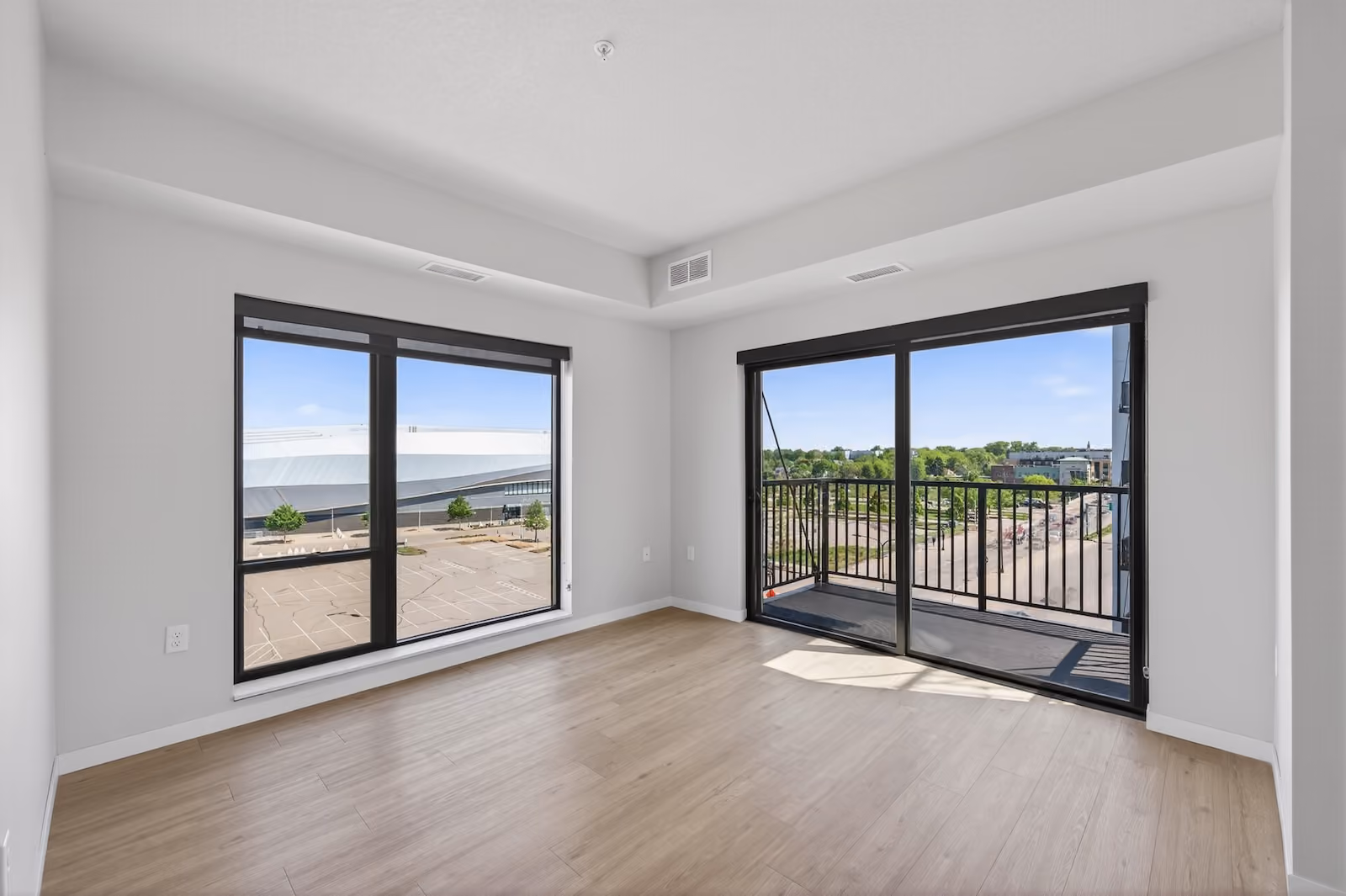 Bedroom with view of Allianz Field at The Pitch Apartments