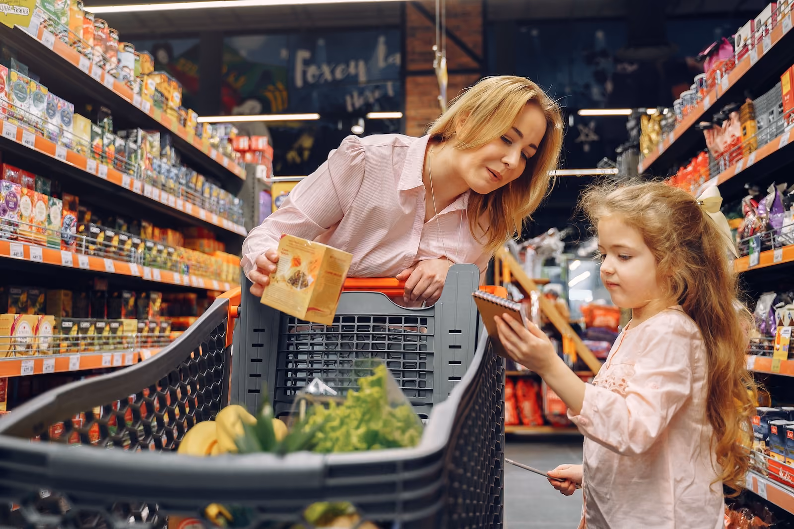 Mom and daughter shopping