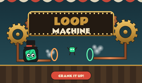 Loop Machine title screen: Turn repeated steps into one loop at a steampunk carnival.