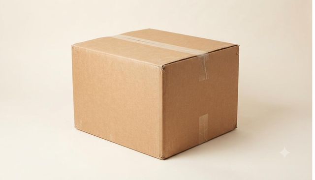 Large moving box sealed with packing tape