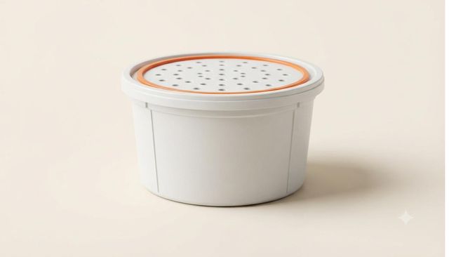 Moisture absorber tub with vented lid
