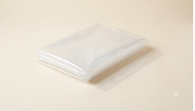 Sealed plastic mattress cover with tape strip