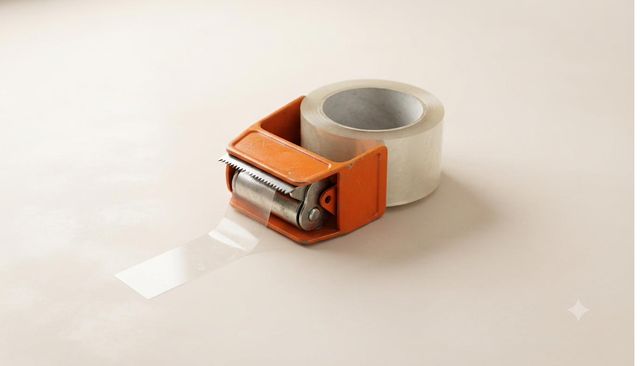 Packing tape roll in a dispenser gun