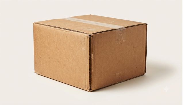 Small moving box sealed with packing tape