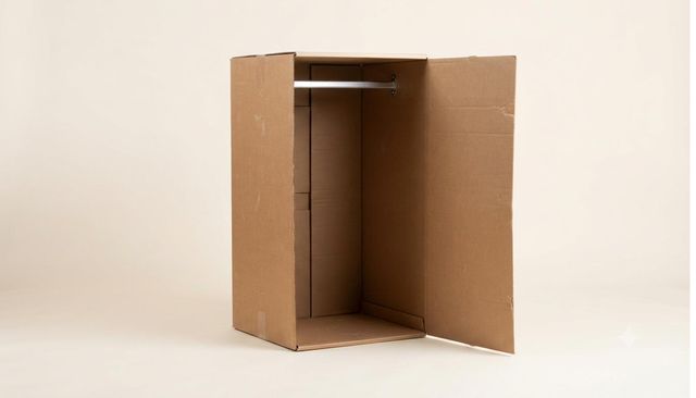 Wardrobe box with built-in hanging bar