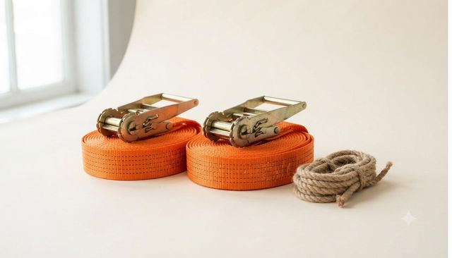 Ratchet straps and rope for tie-downs