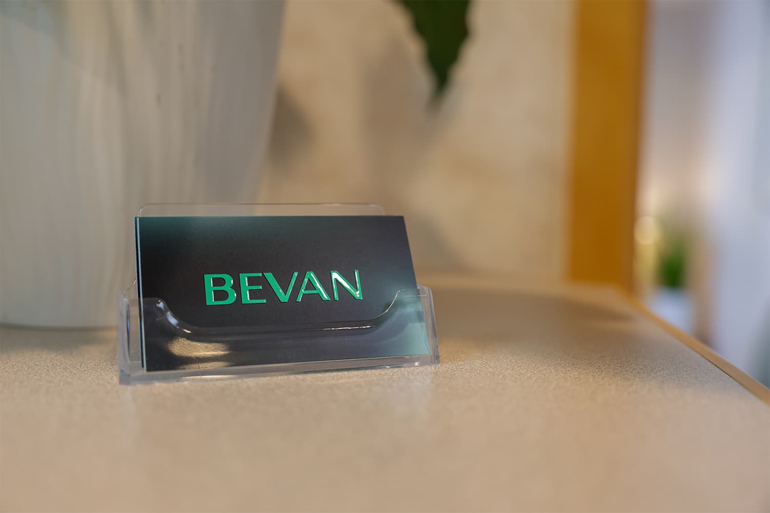 Bevan Dental card at the front desk of our Napa, CA office, an Invisalign Platinum provider for adults