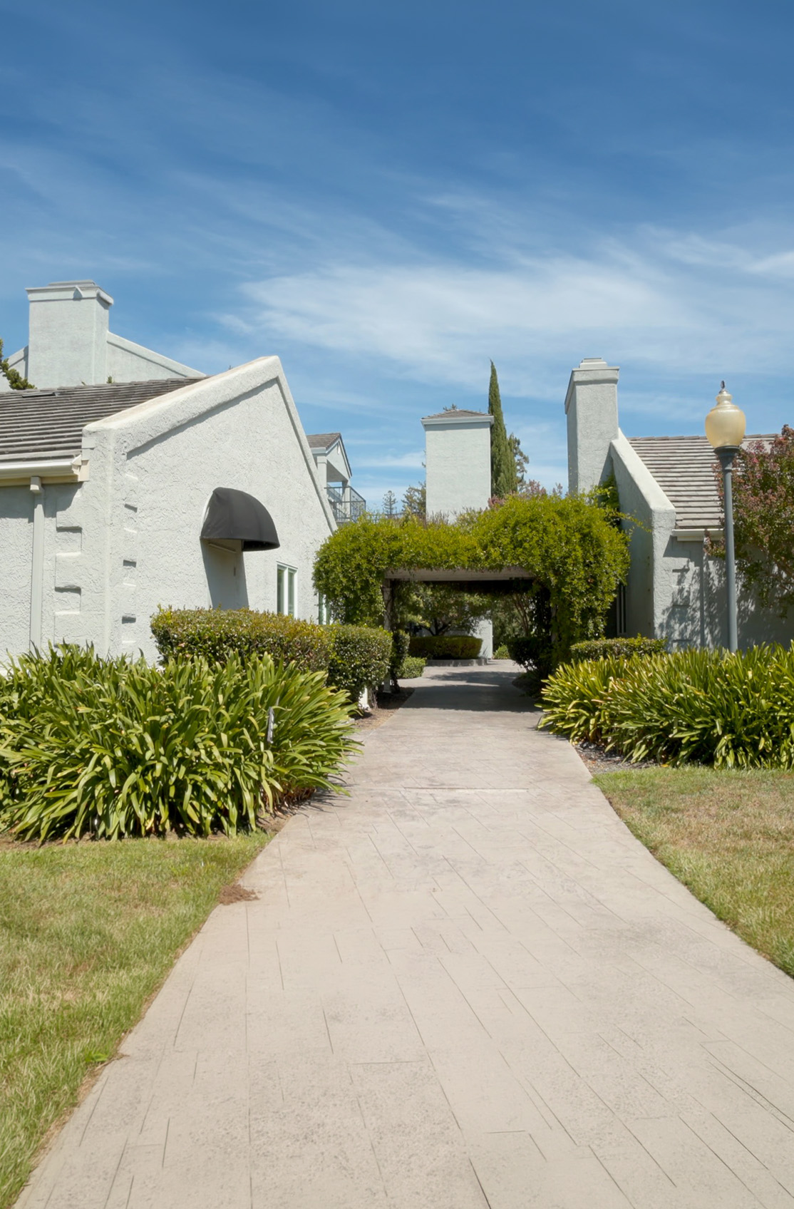 Garden walkway leading to Bevan Dental, a dentist office in north Napa, CA