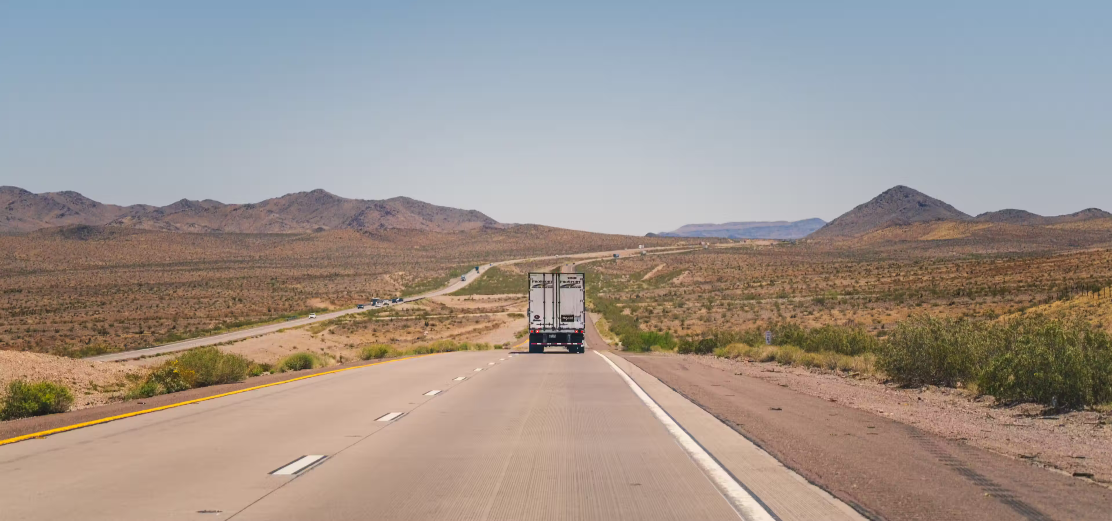 Truck on a long desert highway