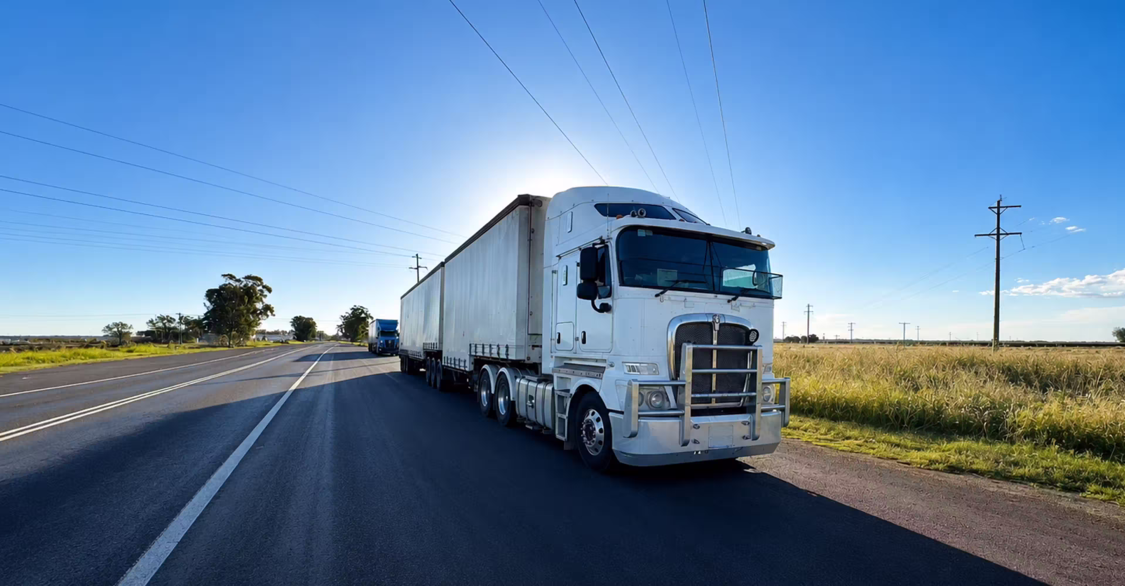 White road train on an open highway