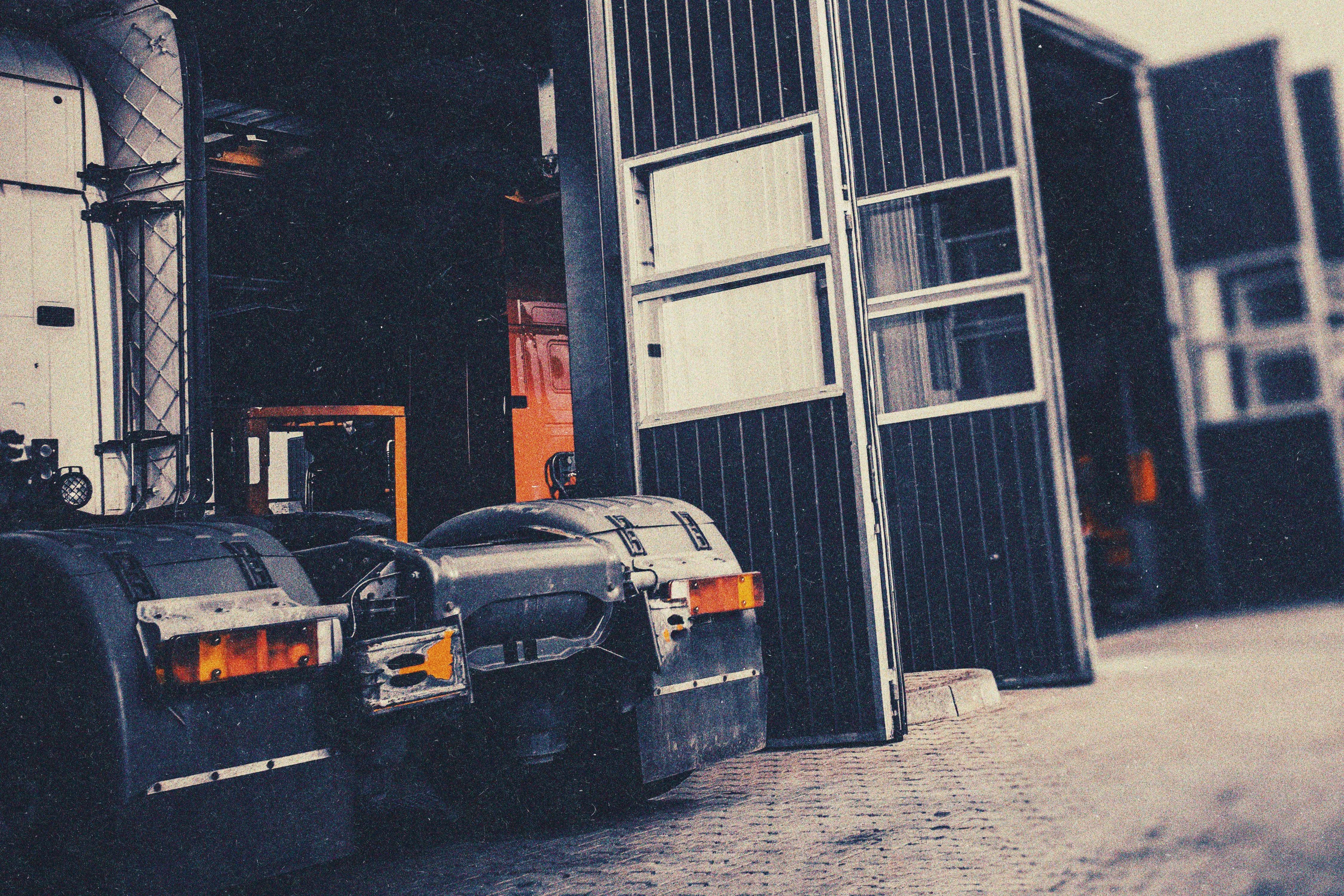Truck trailers lined up at a regional depot