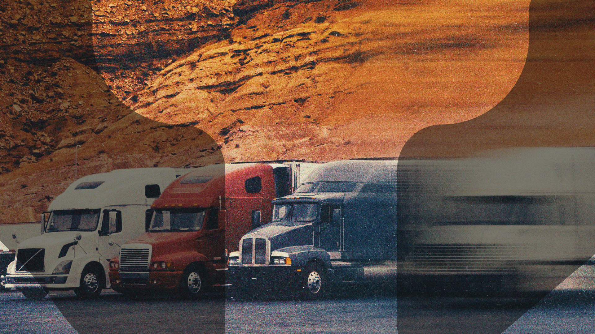 Fleet trucks on a canyon highway