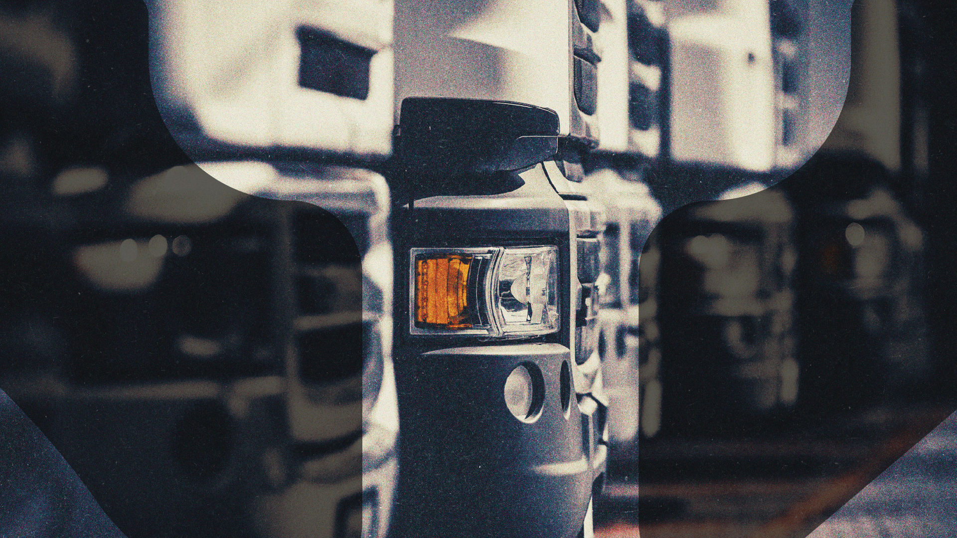 Truck headlights at dusk