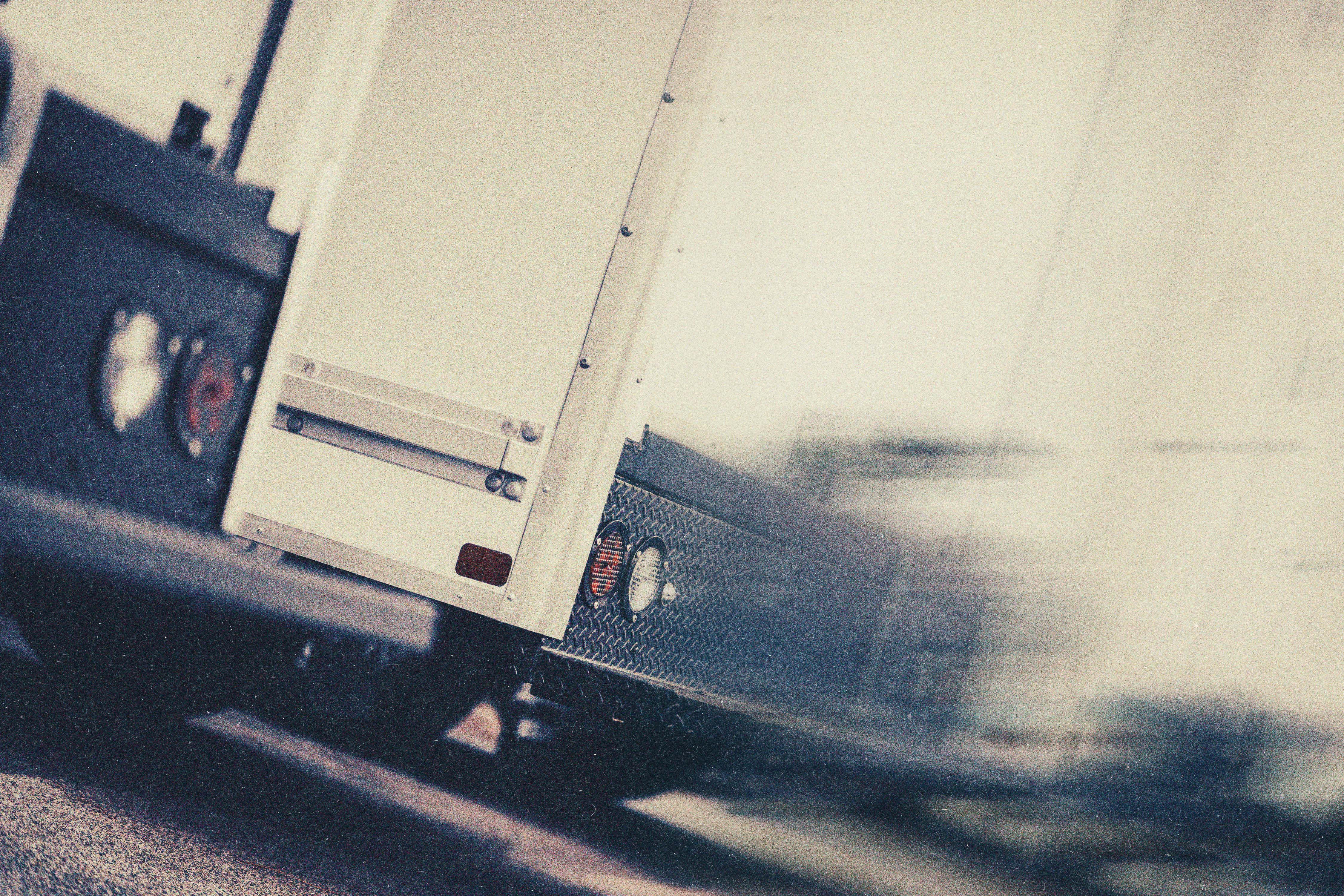White truck in motion on the highway