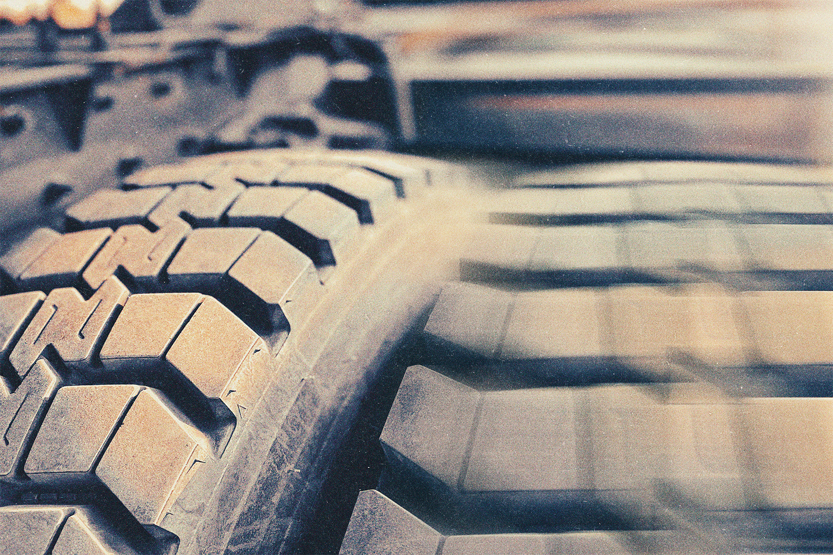 Close-up of truck tire tread