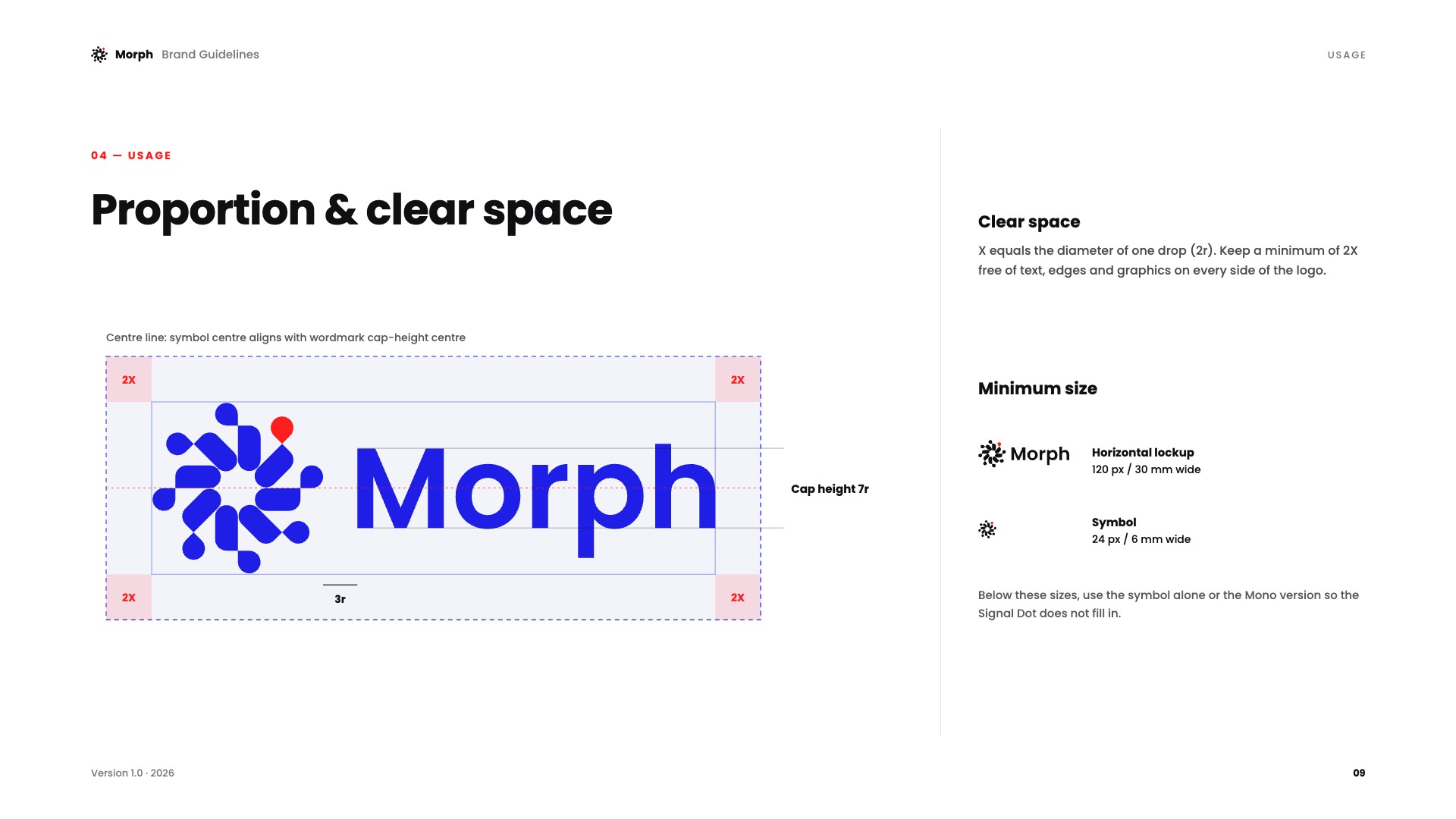Morph brand guidelines page 09: Clear space