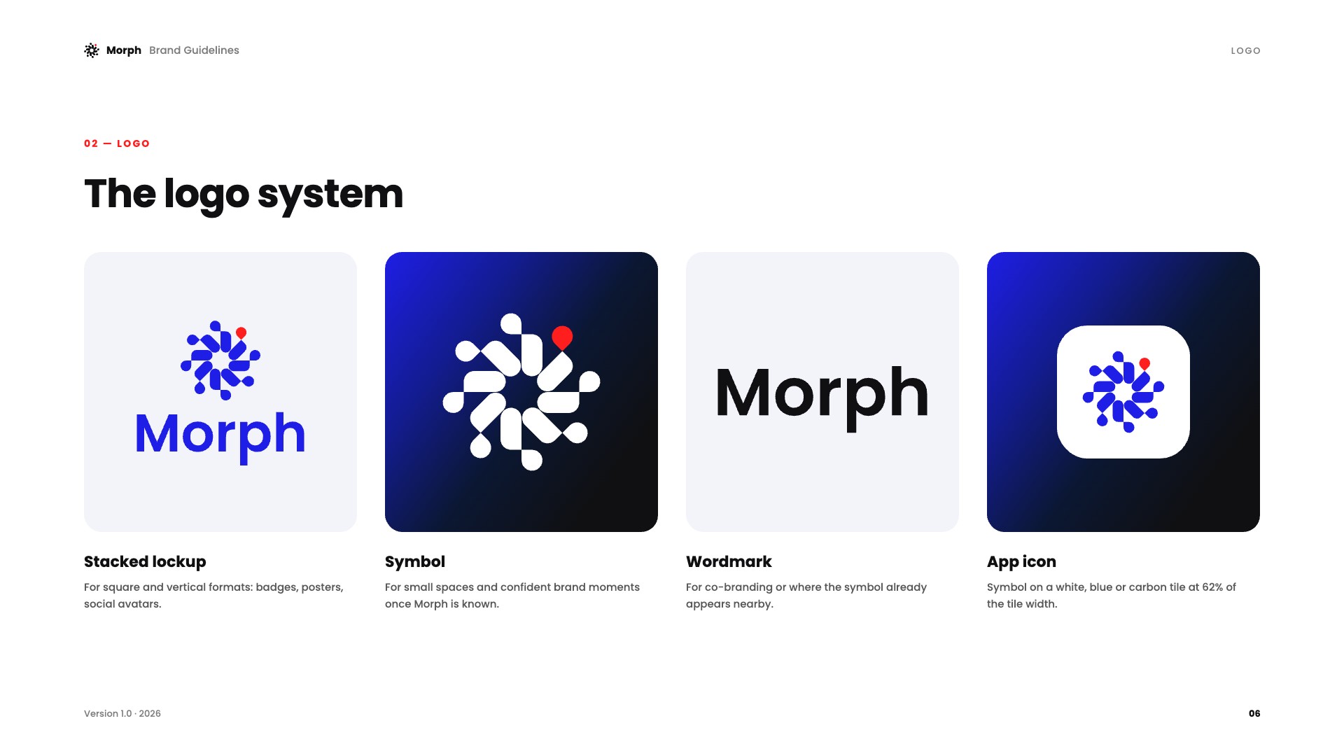 Guidelines page: The logo system