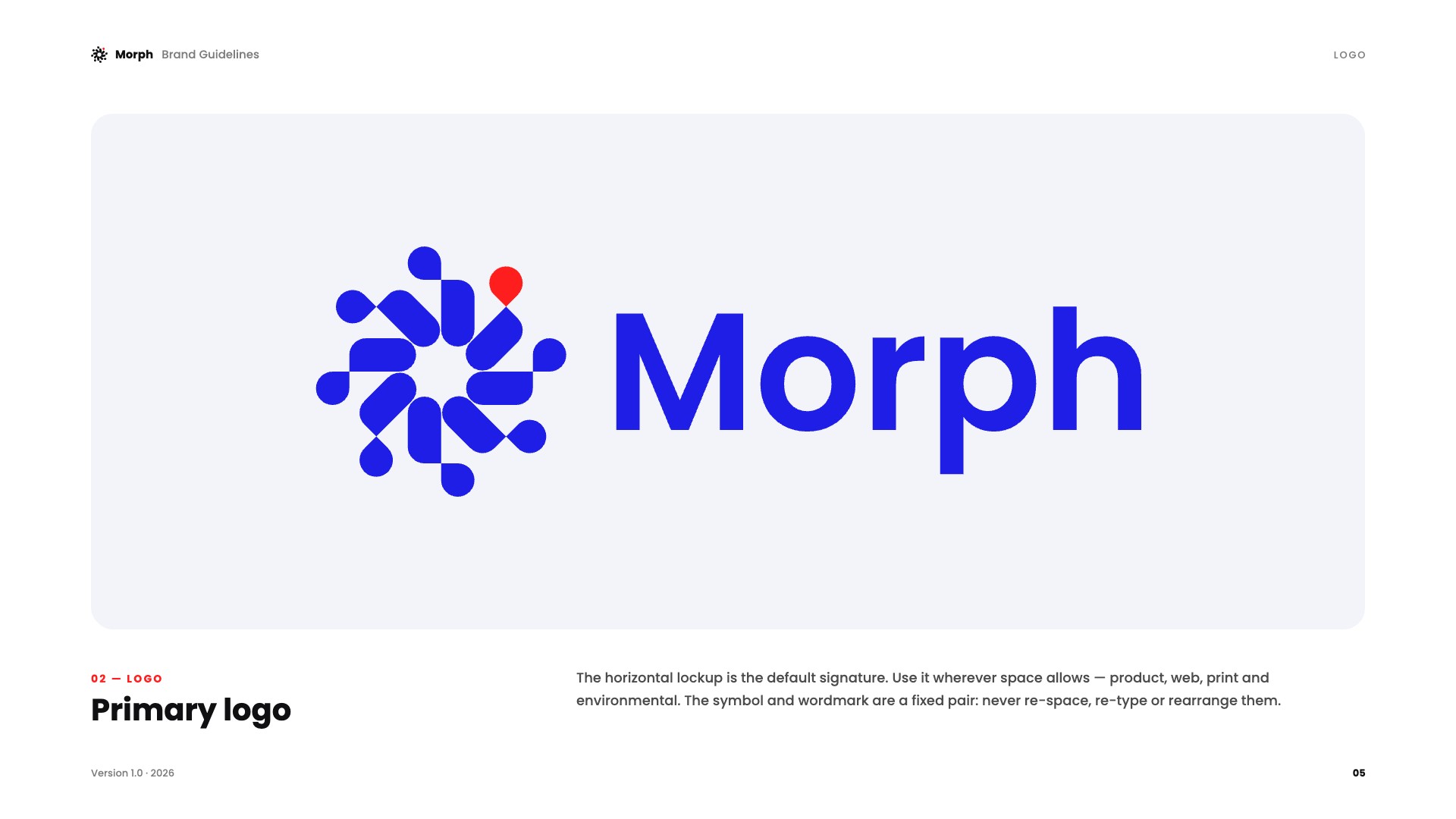Morph brand guidelines page 05: Primary logo
