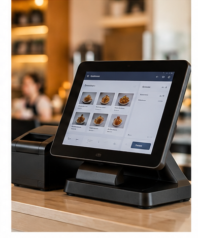 Point of sale system at a business counter