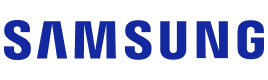 Samsung brand name in bold blue uppercase letters.