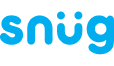 Logo with the word 'snüg' in lowercase blue rounded letters, including an umlaut over the letter 'u'.