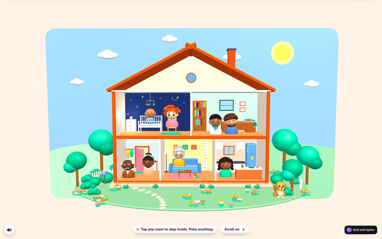 The full kip house on kipvillage.com, all five rooms lit