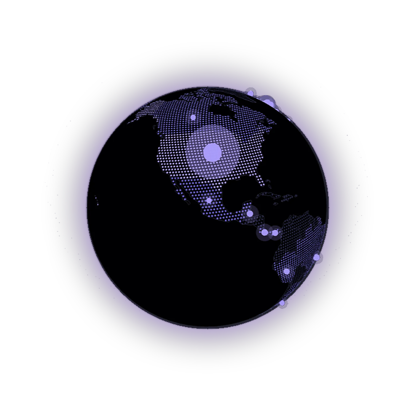 Globe showing live threat hotspots across North and South America
