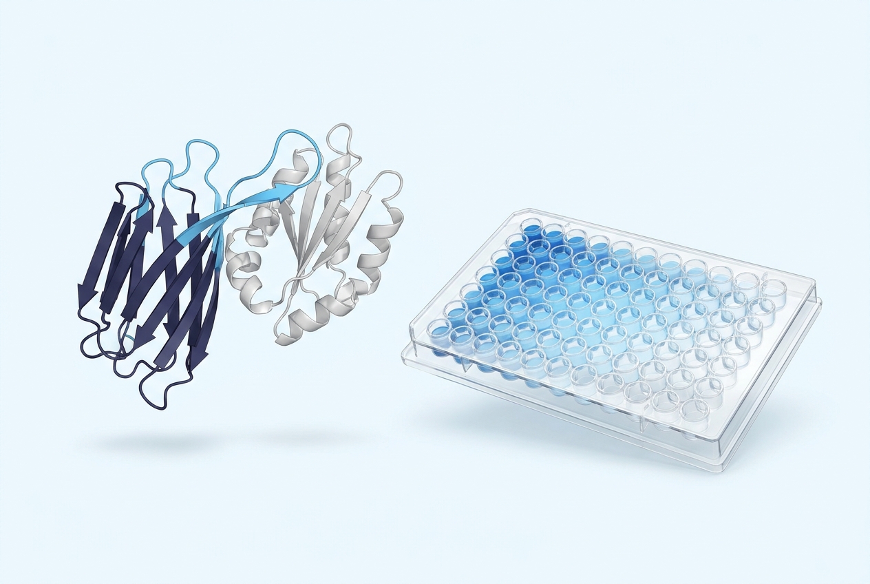 AI-designed antibody candidates tested by ELISA after cell-free expression to confirm predicted binding