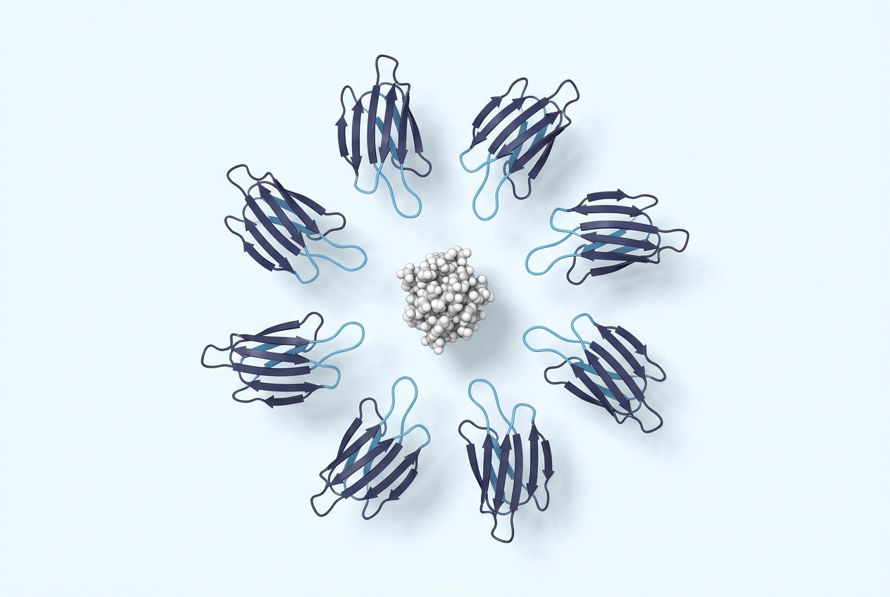 Eight VHH structures arranged in a ring around one antigen
