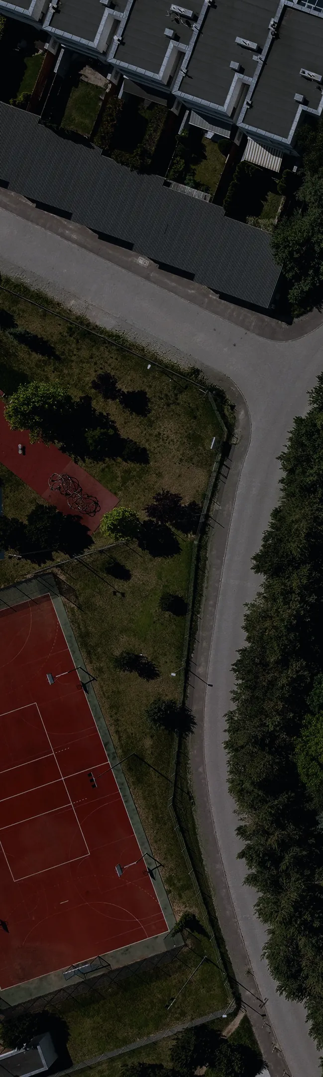 Aerial view of a residential community