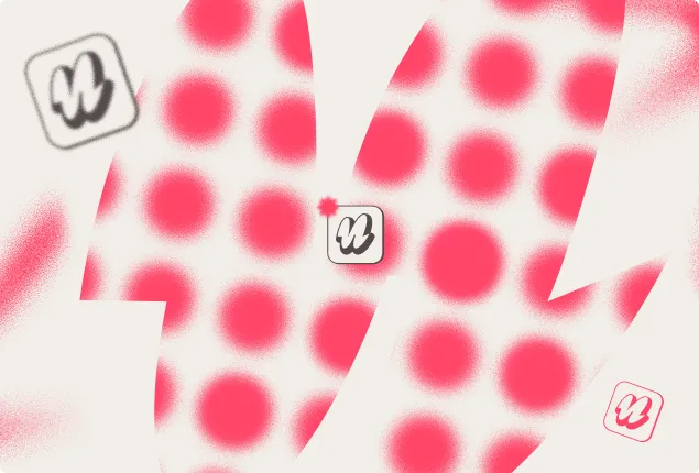 Monogramme « n » sur un motif de points roses en trame demi-teinte